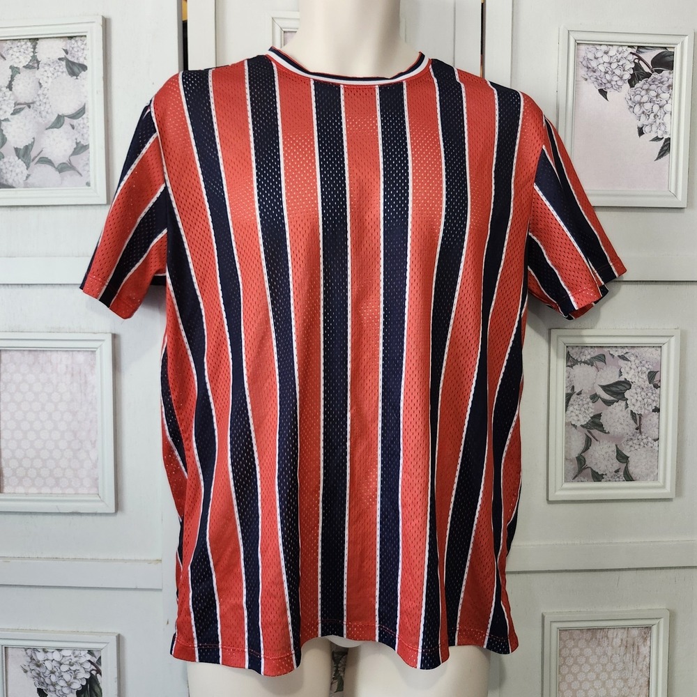 Forever 21 Men Size Small Red & Navy Striped Mesh Tank Top‎ NWOT Streetwear